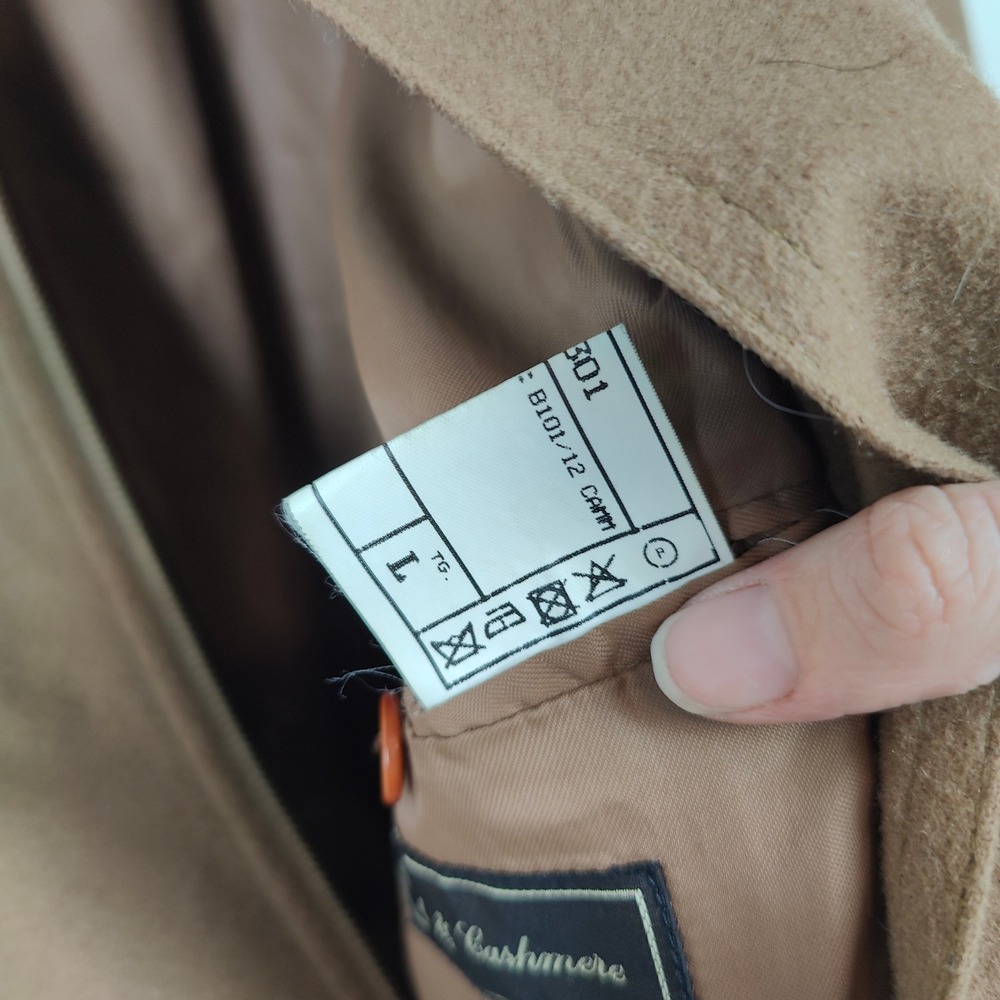 Vintage 90s Pierluigi Della Spina Jacket Mens Large Tan Wool Cashmere Bomber - Picture 9 of 11
